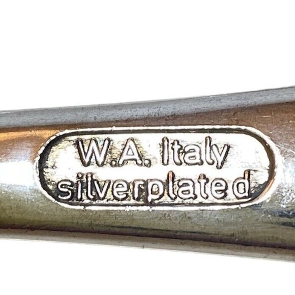 W A ITALY SILVERPLATED SHELL PATTERN SALAD SERVING FORK & SPOON SET - Picture 4 of 5